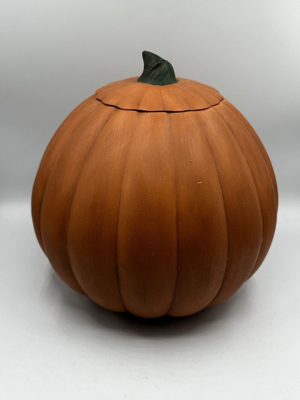 Vtg Large Ceramic Pumpkin Cookie Jar Fall Thanksgiving Halloween USA